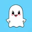 Placeholder: An icon that features a cute and happy ghost. That holds a big pile of papers in its hands. No background. Transparent background. Cute. Icon. Logo. Drawing. SVG.