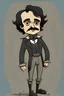 Placeholder: full body cartoon image of young happy edgar allen poe