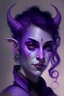 Placeholder: Portrait of a young, beautiful tiefling woman with purple skin