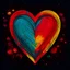 Placeholder: Create red heart and dark multicoloured background