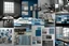 Placeholder: mood board for architectural graduation project and its a museum and the colors are blue and grey and the furniture for a paintings museum and show the color plates