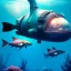 Placeholder: fullbody Drawing of 'Ultra Futuristic style concept Submarine'intricate detail,by andrea bonelli,Kilian Eng,Ohrai,underwater,three quarters view, Fish Submarine design study, toned colors,16k