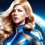 Placeholder: Katheryn Winnick, Cyborg anime warrior, marvel captain, light blonde short hair, pixie hairstyle, cobalt eyes, waist up portrait, 8k resolution, retroanime, intricate details, neon details, soft lighting, vibrant colors, masterpiece, intricate eyeliner, dark eyeshadow, eyes, intricate tattoos, gradient background