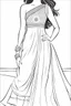 Placeholder: Coloring page for adults of a elegant fashion model woman wearing hindi dress, dynamic poses, full body portrait, thick and clean lines, clean details, no-color, no-turban, no-background, non color, non shading, no-grayscale, dynamic poses, full body portrait, thick and clean lines, clean details, no-color, no-turban, , non background, non color, non shading, no-grayscale, no color hair