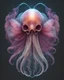 Placeholder: T-shirt format,jellyfish phoenix head, nautilus, orchid, skull, betta fish, bio luminiscent creatures, octane render, very coherent symmetrical artwork. cinematic, hyper realism, high detail, octane render, 8k, cursed photo editon, concept art, cursed photo portrait