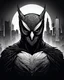 Placeholder: Owlman linear image, black and white color fondo ciudad