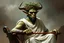 Placeholder: An Orc, dressed as Julius Caesar, olive branch crown, white toga, riding in a chariot, dramatic, realistic, fantasy, painterly, digital painting