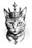 Placeholder: King Cat, tatto , white background ,realistis tatto style sketch, best tatto