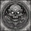 Placeholder: The tattooed killer lantern hovers ominously, its intricate patterns of swirling bloody ink glowing with a malevolent energy. The figure's eyes widen in terror as they realize the true nature of this haunting presence. The tattooed designs on the lantern come alive, shifting and writhing, possessed by a sinister force. a story of death and despair, a grim tapestry of fate woven into the very essence of the lantern itself.