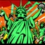 Placeholder: The Statue of Liberty performing in a rock band