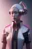 Placeholder: Portrait, Front image, cyberpunk Asian woman with rabbit mask, black pink color, latex dress, highly detailed, concept art, smooth, unreal engine 5, god rays, ray tracing, RTX, lumen lighting, ultra detail, volumetric lighting, 3d, finely drawn, high definition, high resolution.