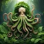 Placeholder: nature god, majestic octopus, made of leaves and plants, greenery, nature