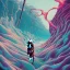 Placeholder: a scary flowing river of lost souls, tristan eaton, victo ngai, artgerm, rhads, ross draws