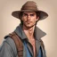 Placeholder: Create a character portrait of Cole “Whip” Collins, a 27-year-old male wizard adventurer with an Australian accent. He stands at 5’11” with short, messy brown hair, light tan skin, and piercing green eyes. Cole wears a practical blue robe that converts into a rugged trench coat and an Indiana Jones-type hat. He carries a coiled leather whip named “Whipwind” and a small satchel containing his spellbook and journal. signet ring on a chain around his neck.