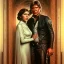 Placeholder: old carrie fisher embracing harrison ford, waist up portrait, photorealistic faces, intricate, oil on canvas, masterpiece, expert, insanely detailed, 4k resolution, cinematic smooth, intricate detail , soft smooth lighting, soft pastel colors,