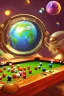 Placeholder: Aliens playing pool with the balls being planets. The main ball is planet earth