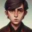 Placeholder: Portrait of a handsome brown haired little warlock kid by Nick Harris