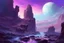 Placeholder: Purplw sky, rocks, rocky land, fantasy, epic, sci-fi, sci-fi movies influence, mountains, friedrich eckenfelder and rodolphe wytsman impressionism paintings