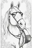 Placeholder: Outline art for cute coloring pages with horse with glasses, full body, white background, sketch style, only use outline, clean line art, no shadows and clear and well outlined.