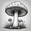 Placeholder: mushroom, black and white, cartoon, drawing