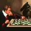 Placeholder: Shooter McGavin from Happy Gilmore playing chess with Donkey Kong in the style of Hieronymus Bosch