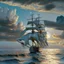 Placeholder: silver lining at the horizon with some sailing ship