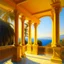 Placeholder: Neoclassicism realistic yellow orange cote d'azur sea