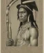 Placeholder: Athahualpa, native american warrior, long black hair, big muscles, pechera, big half circular from shoulder to chest fabric piece