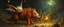 Placeholder: fuzz sponge tube gremlin fox demon in the astral realm with a tea kettle rhino, painted by Rembrandt