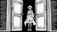 Placeholder: unhinged door, anime, monochrome, black background, ink, simple, maximum quality