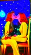 Placeholder: Masterpiece, fine art, award winning, "like Gustav Klimt : the Kiss in a chair" 2 w, RAW photo, eye candy in the style of (petra collins::Robin Eley:1.5), (Suhaila Ben Lachhab::Heidi Moussa:1.5) in breathtaking cinematic shot (full body shot, from below angle) that emphasizes the stunning cheek bones, texturized black hair,(big detailed eyes:1.5) (cottagecore aesthetic:5) with extreme sensuality, Irresistible with (porcelain skin:4.8), sitting on an old chair, retro vintage style