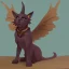 Placeholder: Cat gargoyle with goat horns and wings on its back