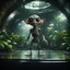 Placeholder: a lecture on a video screen of alien gremlin anatomy in dark lit reflective wet jungle metallic hall dome hotel tunnel, in the style of a fallout 4,bokeh like f/0.8, tilt-shift lens 8k, high detail, smooth render, down-light, unreal engine, prize winning