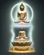 Placeholder: translucent glass alabaster sculpture, backlight, a Tibetan Buddha, very emotional, welcoming, love, luminescence, sculpture, photograph, studio lighting, product photography, figurine, unreal engine, cryengine, ambient occlusion