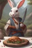 Placeholder: holy bunny with cooking knife dnd realism art adventurer