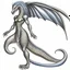 Placeholder: A dragonoid human with silver scales along with a long, flexible tail