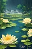 Placeholder: Rain, rocks, gardens, ponds, lotus leaves, lotus flowers