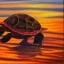 Placeholder: oil painting turtle and sunset