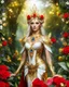 Placeholder: 📷💃 length image full body gorgeous pretty super model girl as elven queen,floras crown,high details photo of luxury golden armor color designed made of flora flowers🌹 colors orchids and red,yellow,details color roses 🌹she using accessories luxurious diamonds jewelrys, flowers,surrounded 🌿🌿🌿leaves,so many surrounding flyings white🦋🦋🦋butterflies,pretty face actress beauty colors make up cosmetic,bigbusty,perfect body,jungles background