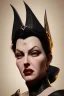 Placeholder: Lana Turner as evil queen in black leather, leather, busty, cleavage, angry, stern look. character design by cory loftis, fenghua zhong, ryohei hase, ismail inceoglu and ruan jia. unreal engine 5, artistic lighting, highly detailed, photorealistic, fantasy