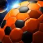 Placeholder: soccer ball Outerspace carbon, earth orbit, volcano and stars, orange