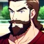 Placeholder: Clear focus, 8k, portrait, anime, beard, serious eyes, brown hair,
