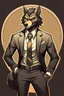 Placeholder: Buff, anthro, wolf, himbo, black fur, gold eyes, wearing a suit, full-body