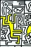 Placeholder: Bauhaus two color city in the style of by keith haring, dooddle