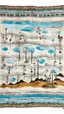 Placeholder: A white cloudy sky with icy music notes designed in Navajo woven art painted by Salvador Dali