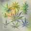 Placeholder: Generate an asymmetrical arrangement of weed joints, each placed in different quadrants of the canvas, with subtle variations in size and orientation. watercolour sketch