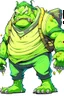 Placeholder: Anime man side character with huge body looks lime monsters , wearing a big mask on his mouth