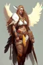 Placeholder: female aasimar barbarian wearing traveling clothes