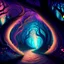 Placeholder: A painting of magical dreamscape with twisted trees in a tunnel of love with pastel colors 4K HD