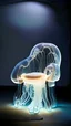 Placeholder: Imagine a sculpture of an armchair made entirely of translucent, glowing jellyfish